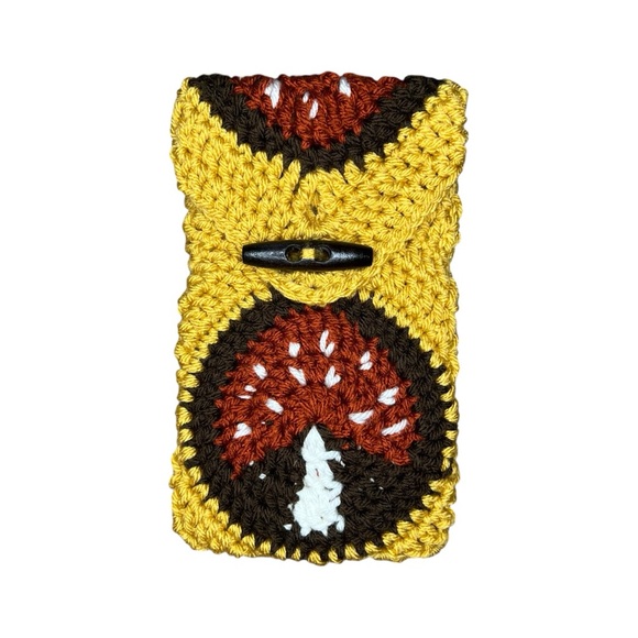 Handmade Accessories - HANDMADE Crocheted Toadstool Granny Square Phone Cover Pouch